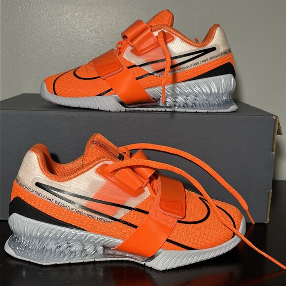 Nike Romaleos 4 Orange White Weightlifting Training Size Mens 3.5 - Womens 5.5 - Picture 1 of 8